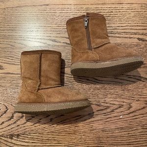 Camel toddler fur lined boots
